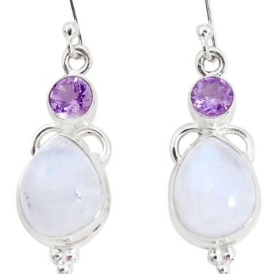 “Maternal sweetness” earrings in Moonstone, Amethyst and 925 Silver