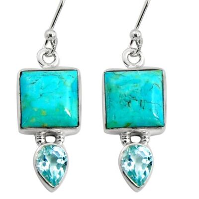 “Success and Serenity” Earrings in Turquoise, Topaz and 925 Silver
