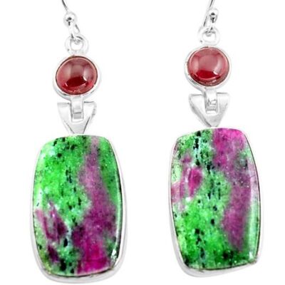 "Voie du Coeur" earrings in Zoisite Ruby and 925 Silver