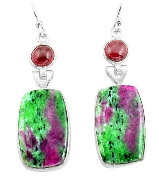 Boucles d'oreilles "Voie du Coeur" en Rubis Zoisite et Argent 925