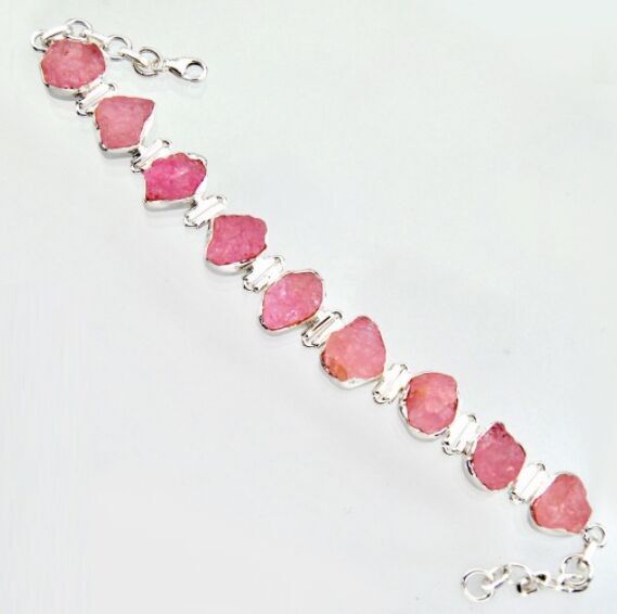 Bracciale "Pur Amour" in Morganite Rosa Grezza e Argento 925