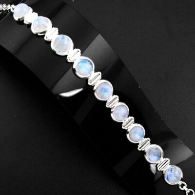 “Intuition and Creativity” Bracelet in Rainbow Moonstone and 925 Silver