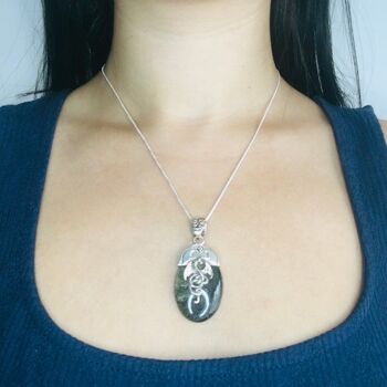 Collier et pendentif dragon "Amulette de Courage" en Obsidienne Noire et Argent 925 3