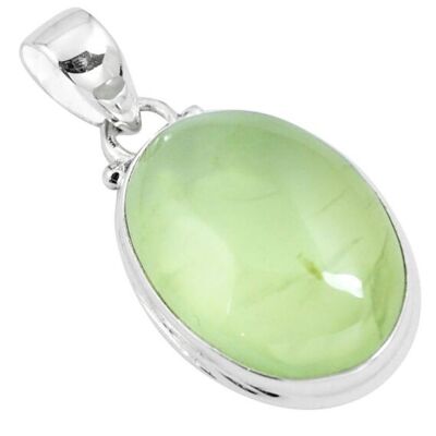 Necklace and oval pendant "Will and Manifestation" in Prehnite and Silver 925