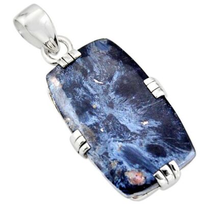 "Aligned Life" Pendant Necklace in Black Pietersite and 925 Silver