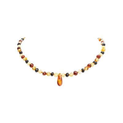 Baby necklace “Shades of the Earth” in Amber of 4 colors with pendant