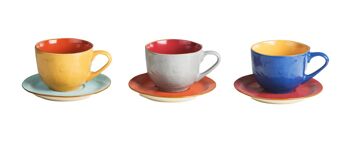 Tasses à café colorées avec soucoupe - Lot de 6 - 9