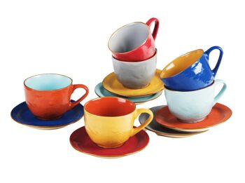 Tasses à café colorées avec soucoupe - Lot de 6 - 10