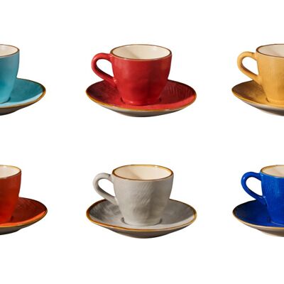 Colored Espresso cups with saucer - Set of 6 -
