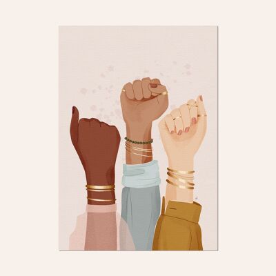 Illustrazione femminile, cartolina e poster - "Stronger Together"