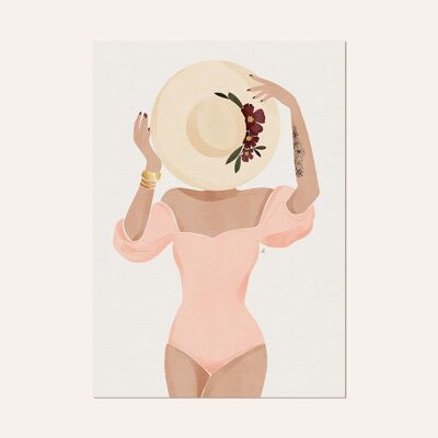 Illustrazione, cartoncino e poster al femminile - "Il cappello"