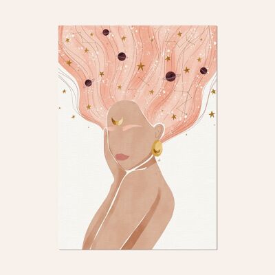 Illustrazione femminile, cartolina e poster - "Cosmic Queen"