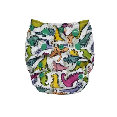 TERRE & CO - Couche lavable évolutive new born Dinosaure coloré