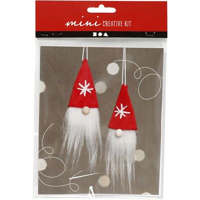 Mini Kit créatif de Noël - Père Noël à suspendre - 11 cm- 2 pcs