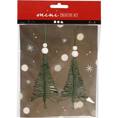 Mini Kit créatif de Noël - Sapin en macramé - 11 cm- 2 pcs