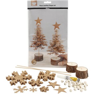 Kit sapins de Noël en papier imitation cuir - Naturel - 2 pcs