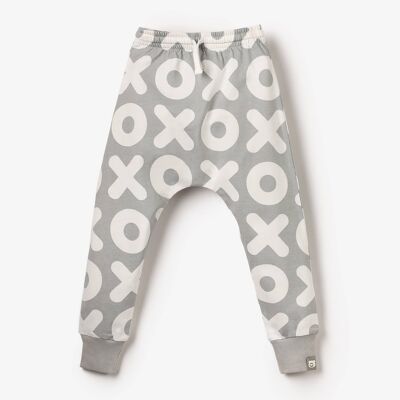 Joggers de punto orgánico - Gris Blanco XOXO