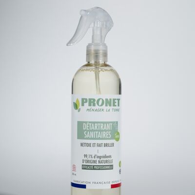 PRONET NATURE - Decalcificante Sanitario - Pulisce, disincrosta e lucida tutte le superfici sanitarie - Potente agente disincrostante - 99,1% ingredienti naturali - ECOCERT - Profumo di bambù - Spray da 500 ml