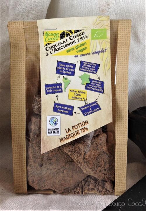 Sachet chocolat chaud, 75%, 150g