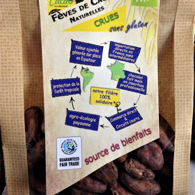 Bolsa de granos de cacao crudo 100g