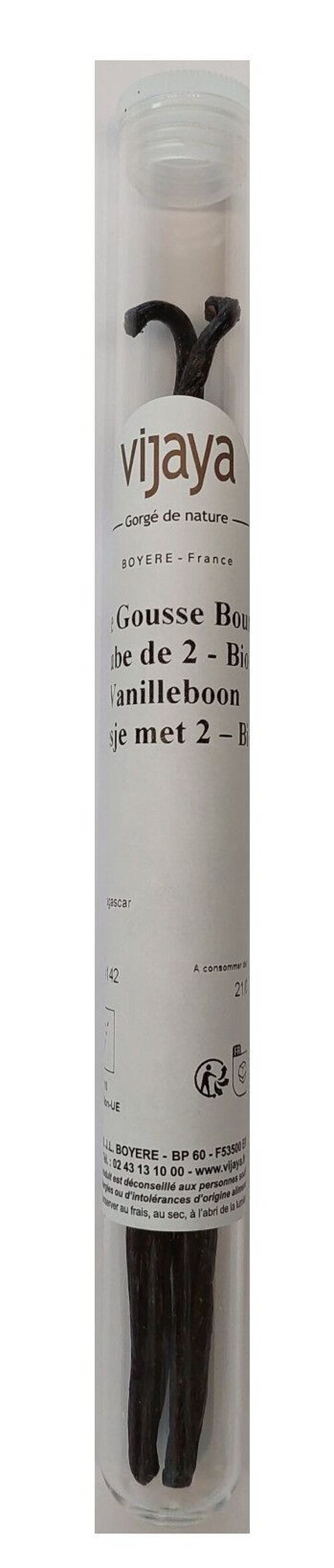 Vanille Gousse Bourbon - MADAGASCAR - Tube de 2 - Bio* (*Certifié Bio par FR-BIO-10)