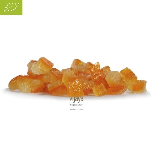 Ecorce d'Orange Confite-Cubes irréguliers -ITALIE-10 kg-6x6 mm-Bio* (*Certifié Bio par FR-BIO-10)