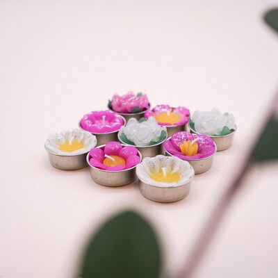Juego de velas de té perfumadas de flores brillantes surtidas grandes
