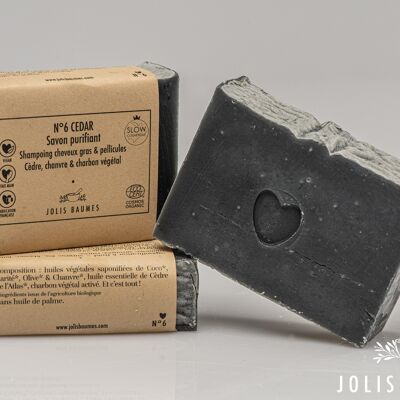 CEDAR soap detox and purifying - body and hair - charcoal - Organic shea