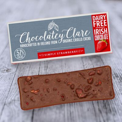 Chocolatey Clare Vegan "Simply Strawberry" Barra de chocolate irlandesa, sin lácteos y sin gluten