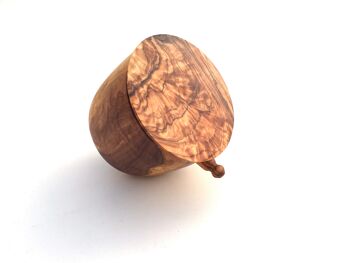Pot en bois d'olivier avec couvercle et cuillère 2