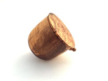 Pot en bois d'olivier avec couvercle et cuillère 3