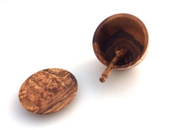 Pot en bois d'olivier avec couvercle et cuillère 6