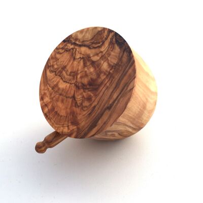 Olive wood jar with lid and spoon