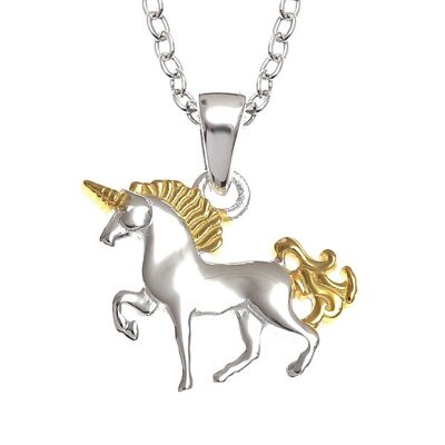 Magnifique pendentif licorne bicolore