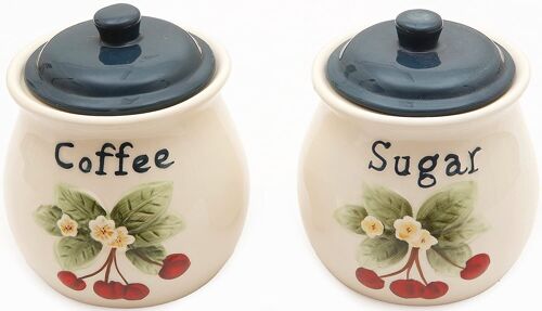Set of 2 Ceramic airtight Coffee Sugar Storage Jars