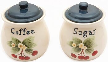 Ensemble de 2 pots de stockage de sucre à café hermétiques en céramique