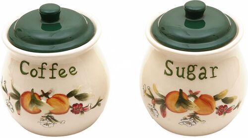 Set of 2 Ceramic airtight Coffee Sugar Storage Jars
