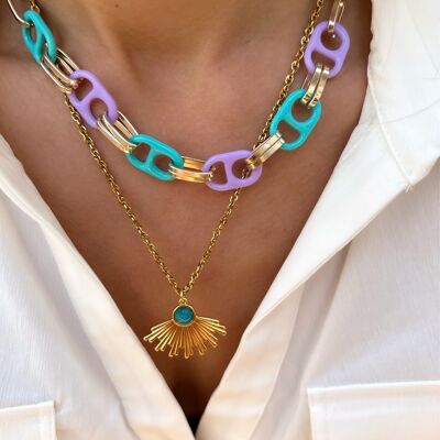 Multicolor Summer Necklaces, Beach Layering Necklaces, Gold Necklaces, Colorful Pendants, Gift for Her, Made in Greece.
