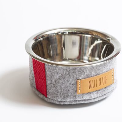 Metal bowl with removable felt cover light grey S