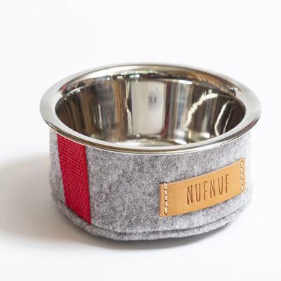 Metal bowl with removable felt cover light grey L