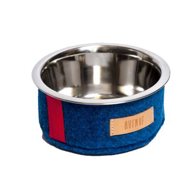 Metal bowl with removable felt cover ocean blue S