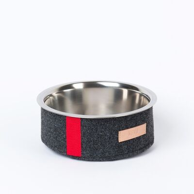 Metal bowl with removable felt cover dark grey S