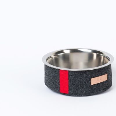 Metal bowl with removable felt cover dark grey L