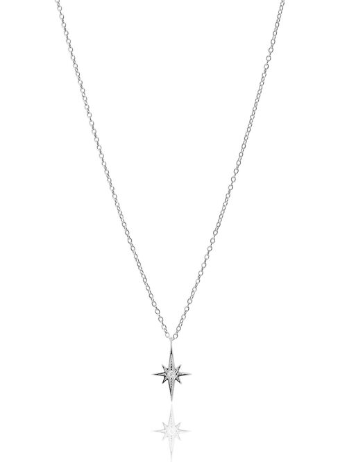 POLE STAR SLV. Collar plata de ley, estrella polar, zirconitas.