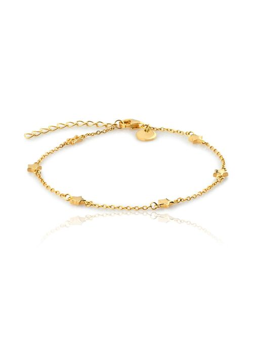 STARS GLD Pulsera estrellas, plata de ley y baño oro 24k