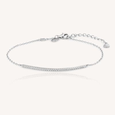 LINE CZ SLV. Pulsera plata de ley, barra zirconitas.