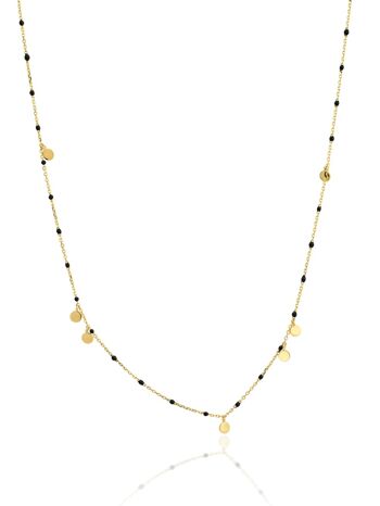 NUIT GLD. Collier en argent massif, bain d'or, pierres noires. 1