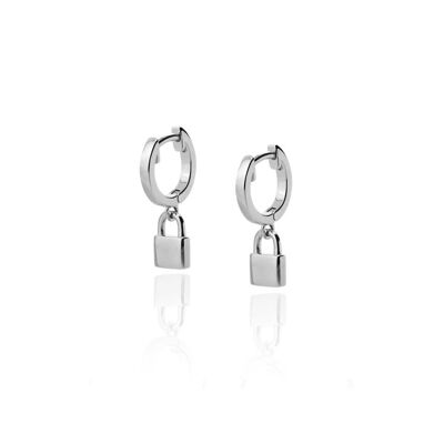 Pendientes PADLOCK SLV. Aros plata de ley, candado.