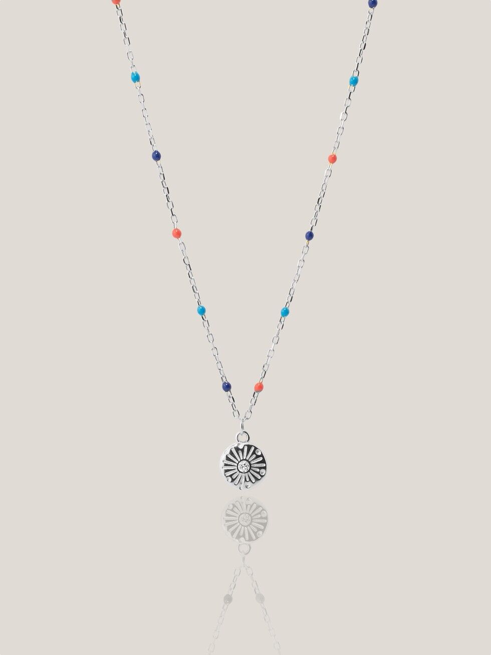 Buy wholesale MULTICOLORS SLV. Sterling silver necklace, medal.