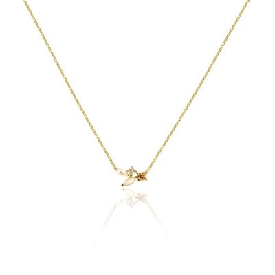 NUVOLA GLD. Collana in argento sterling, bagno d'oro, pendente in zirconite.